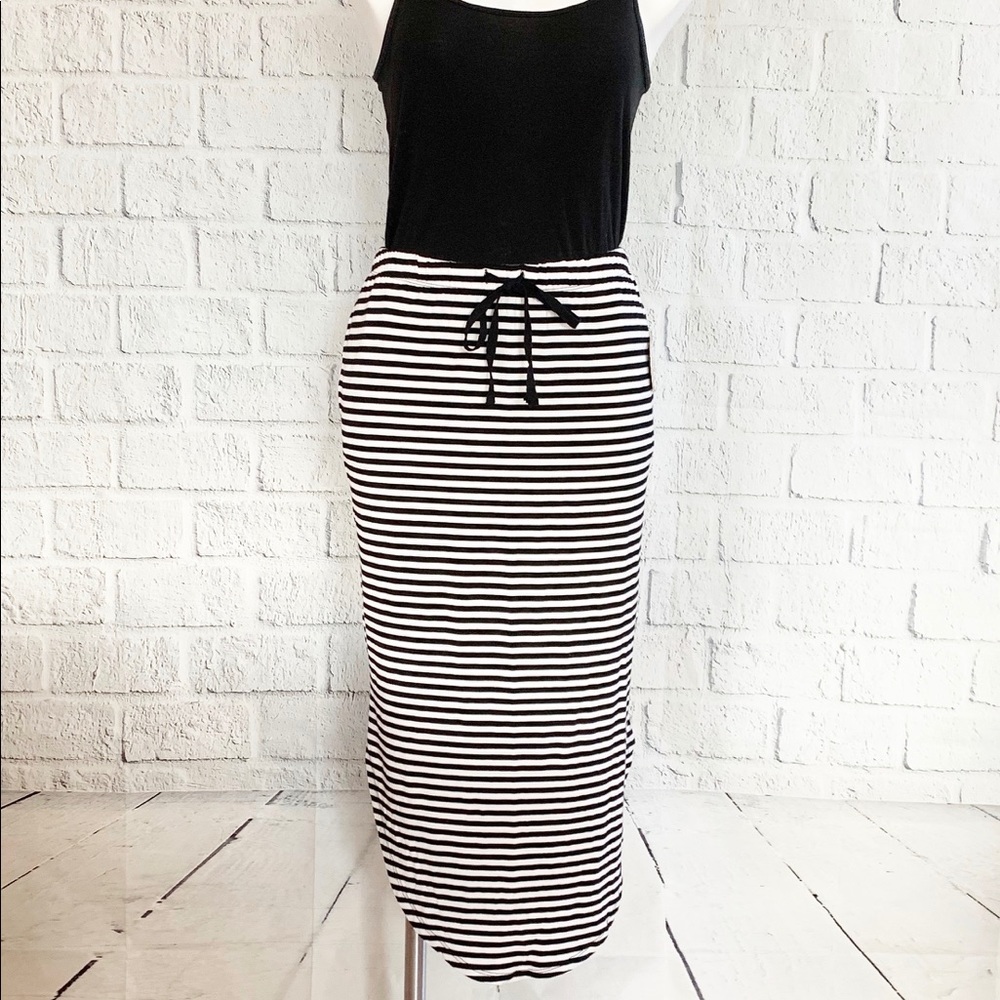 SO Black and White Striped Midi/Maxi Skirt (NWT)